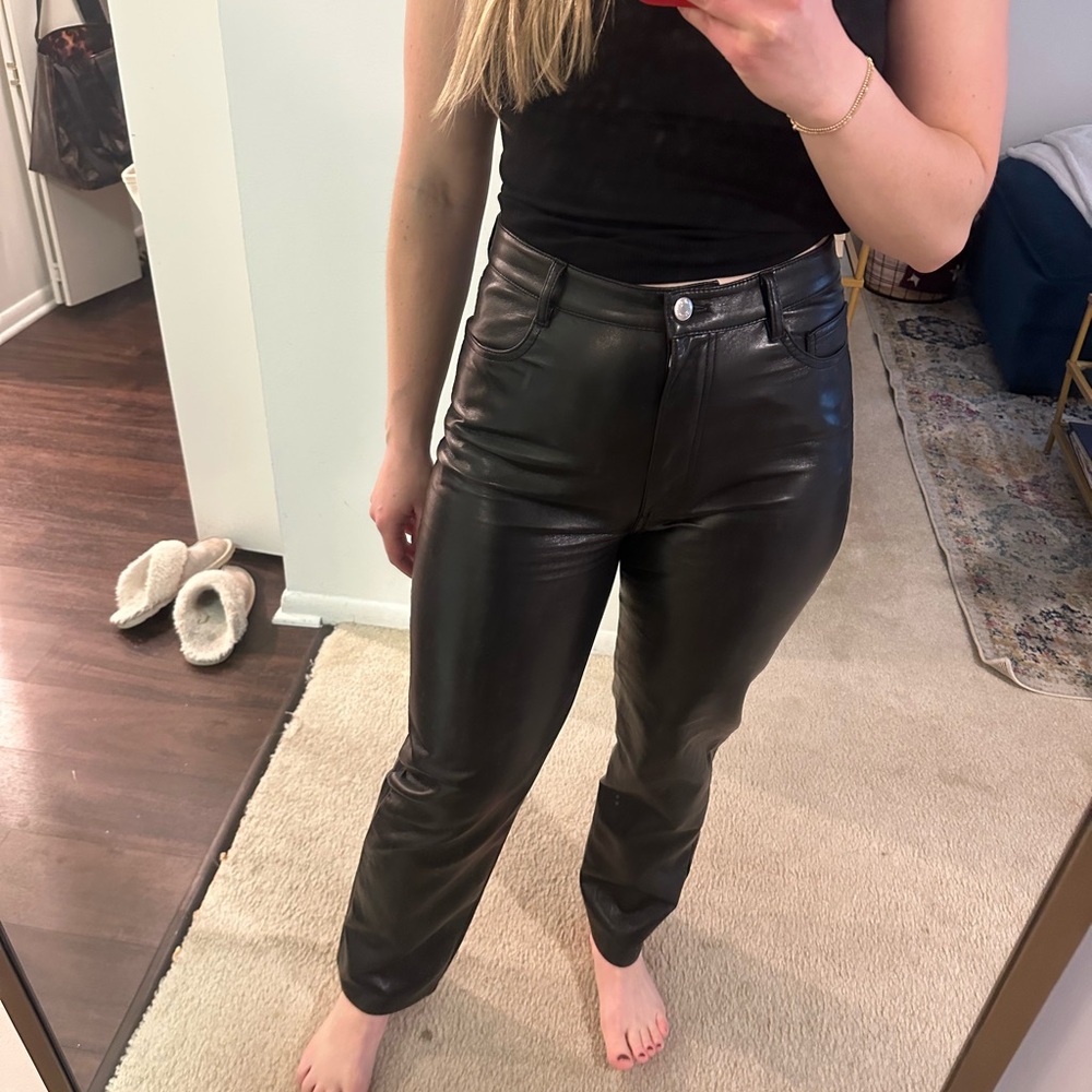 Aritzia Wilfred Black Leather Trousers